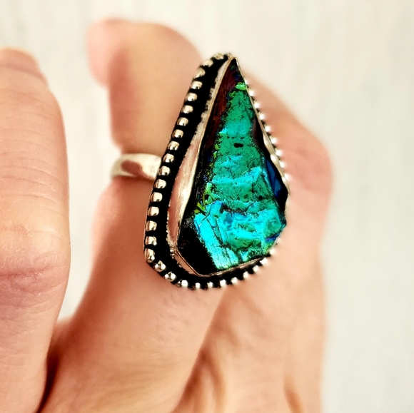 New Rainbow Titanium Crystal Quartz 925 Silver Ring. - Picture 7 of 8